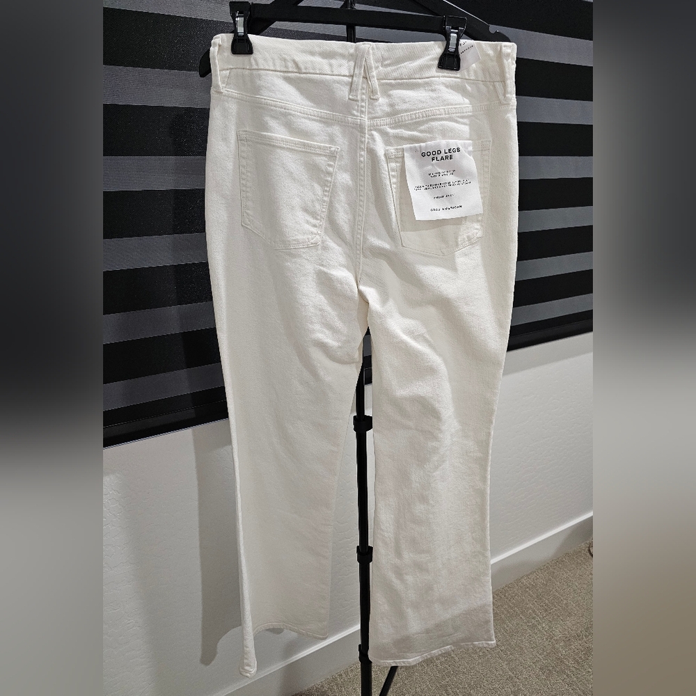 Good American White Flare Denim Jeans Women's Size 12/31 × 33 1/2" Inseam NWT - Picture 4 of 10
